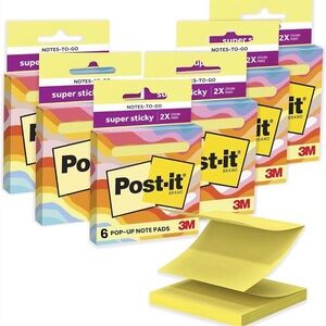 Post-it Super Sticky Pop-Up Note Pads - Yellow Lot of 6
